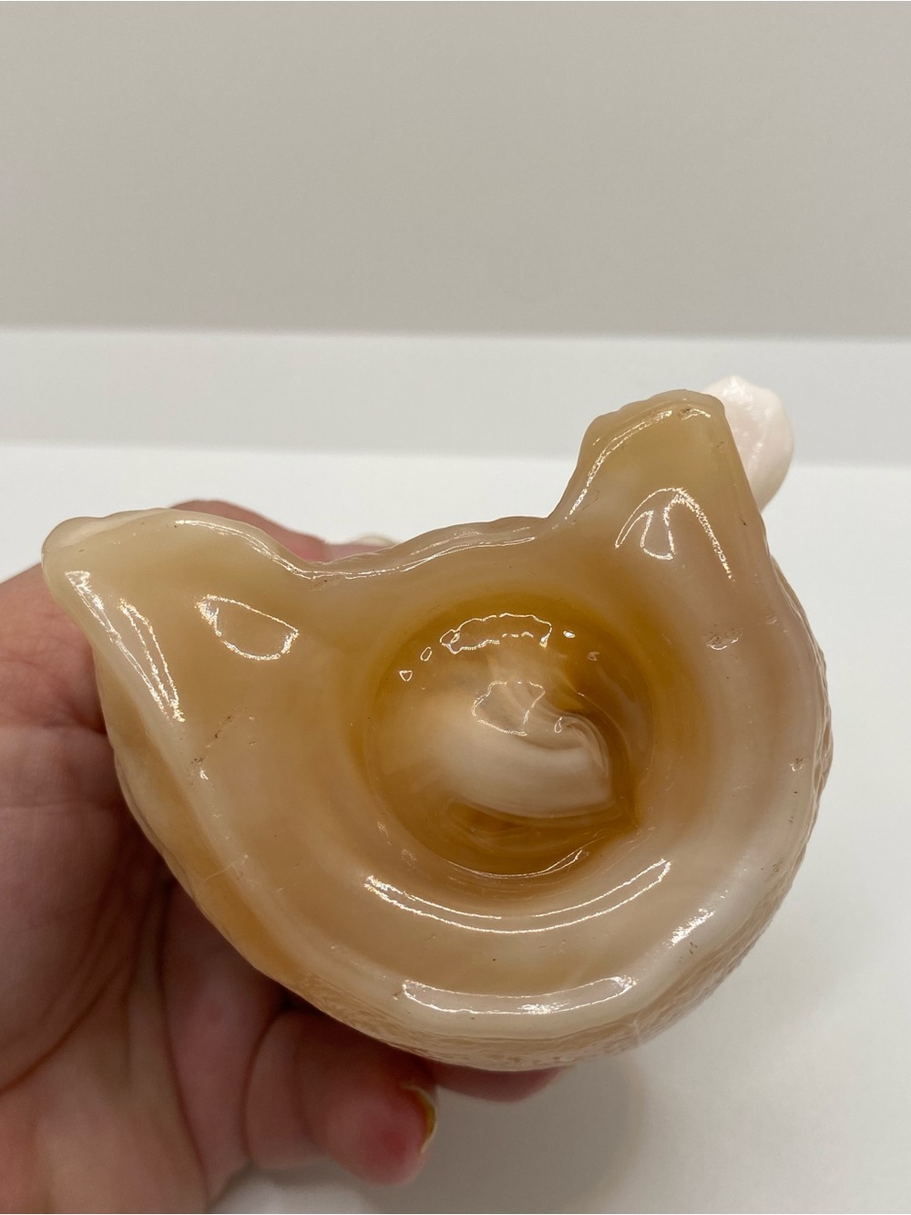 Vintage Mosser Caramel Peach Slag Glass Bear Figurine 3.75" Tall - Picture 6 of 7